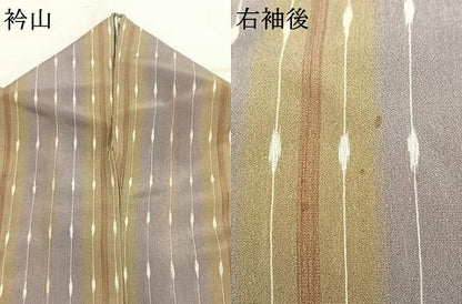 平和屋着物＊夏物 明石ちぢみ 間道 正絹 逸品 AABF5765fy