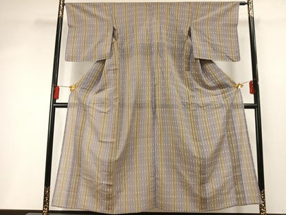 平和屋着物＊夏物 明石ちぢみ 間道 正絹 逸品 AABF5765fy