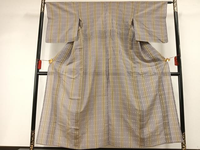 平和屋着物＊夏物 明石ちぢみ 間道 正絹 逸品 AABF5765fy
