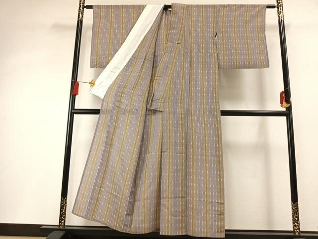平和屋着物＊夏物 明石ちぢみ 間道 正絹 逸品 AABF5765fy