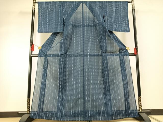 平和屋着物＊夏物 小紋 絽 間道 洗える着物 未使用 AABF5769fy