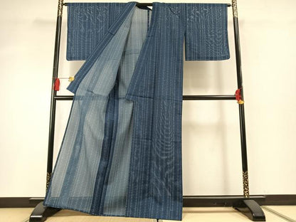 平和屋着物＊夏物 小紋 絽 間道 洗える着物 未使用 AABF5769fy