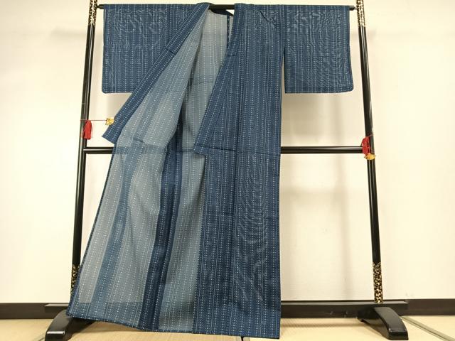 平和屋着物＊夏物 小紋 絽 間道 洗える着物 未使用 AABF5769fy