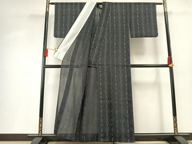 平和屋着物＊夏物 小紋 紗 幾何学文様 洗える着物 AABF5772fy