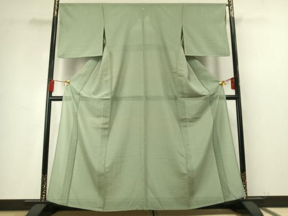 平和屋着物＊夏物　色無地　絽　薄萌葱色　正絹　逸品　AABF5774fy