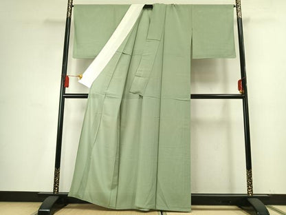 平和屋着物＊夏物　色無地　絽　薄萌葱色　正絹　逸品　AABF5774fy