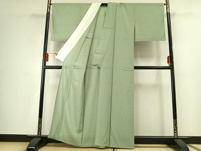 平和屋着物＊夏物　色無地　絽　薄萌葱色　正絹　逸品　AABF5774fy