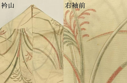 平和屋着物＊夏物 小紋 絽 草葉文 金彩 正絹 逸品 AABF5777fy