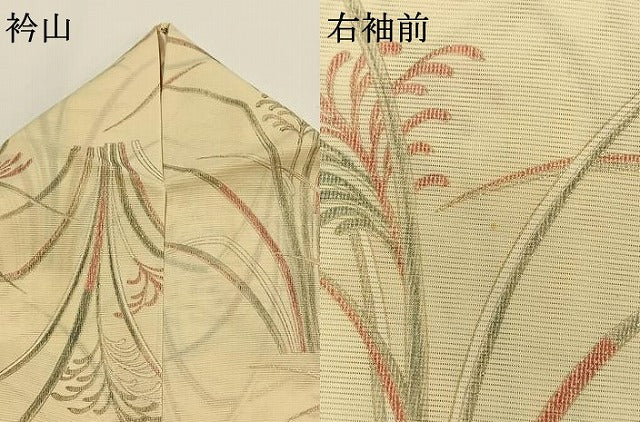 平和屋着物＊夏物 小紋 絽 草葉文 金彩 正絹 逸品 AABF5777fy
