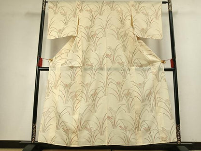 平和屋着物＊夏物 小紋 絽 草葉文 金彩 正絹 逸品 AABF5777fy