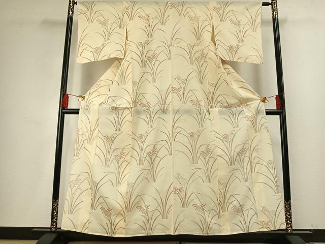 平和屋着物＊夏物 小紋 絽 草葉文 金彩 正絹 逸品 AABF5777fy