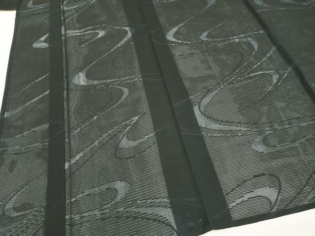 平和屋着物＊夏物 小紋 絽 流水文 黒地 正絹 逸品 AABF5778fy