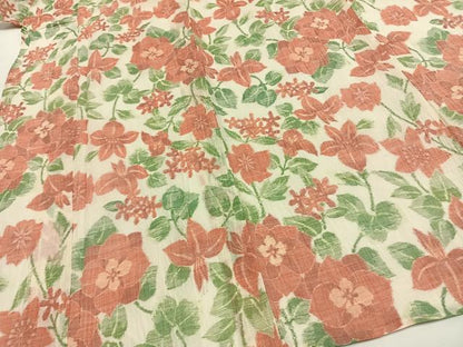 平和屋着物＊夏物 小千谷ちぢみ 草花文 麻 逸品 AABF5779fy