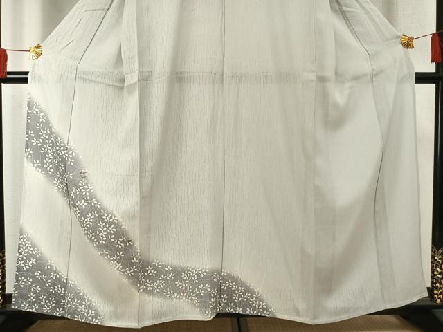 平和屋着物＊夏物 訪問着 縦絽 刺繍 萩文 銀糸 金彩 正絹 逸品 AABF5783fy