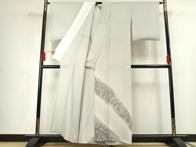 平和屋着物＊夏物 訪問着 縦絽 刺繍 萩文 銀糸 金彩 正絹 逸品 AABF5783fy