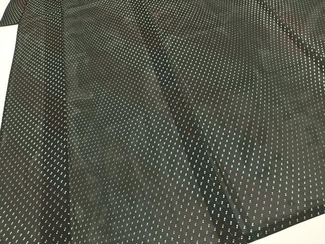 平和屋着物＊夏物　小紋　絽　丸文　黒地　洗える着物　AABF5786fy
