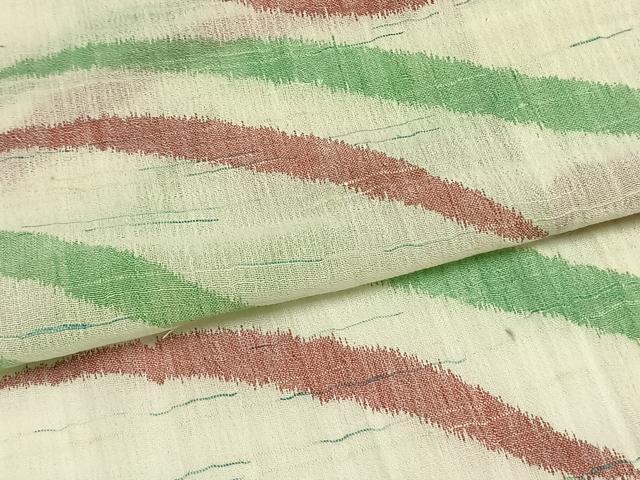 平和屋着物＊夏物 小千谷ちぢみ 流水文 麻 逸品 AABF5788fy
