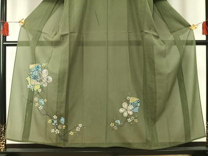 平和屋着物＊夏物 訪問着 絽 色紙重ね枝花文 金銀彩 正絹 逸品 AABF5789fy