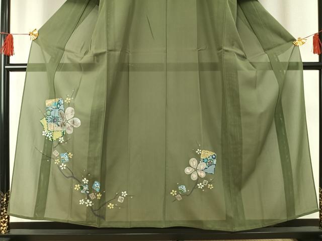 平和屋着物＊夏物 訪問着 絽 色紙重ね枝花文 金銀彩 正絹 逸品 AABF5789fy