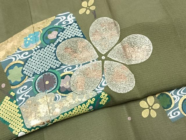平和屋着物＊夏物 訪問着 絽 色紙重ね枝花文 金銀彩 正絹 逸品 AABF5789fy