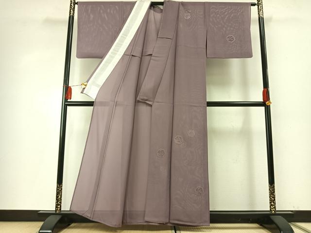 平和屋着物＊夏物 無地絵羽訪問着 絽 雪輪花地紋 鳩羽鼠色 正絹 逸品 AABF5790fy