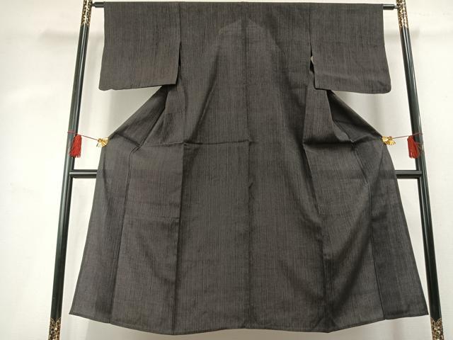 平和屋着物＊夏物　紗紬　縞　黒地　正絹　逸品　AABF5791fy