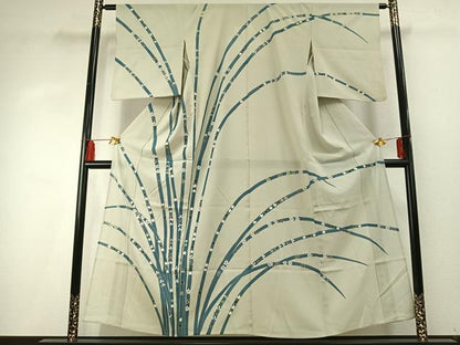平和屋着物＊夏物 訪問着 絽 熨斗花文 銀彩 正絹 逸品 AABF5794fy
