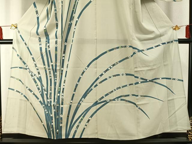 平和屋着物＊夏物 訪問着 絽 熨斗花文 銀彩 正絹 逸品 AABF5794fy