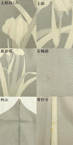 平和屋着物＊夏物 訪問着 絽 草花文 銀糸 正絹 逸品 AABF5799fy