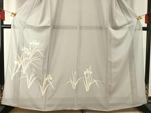 平和屋着物＊夏物 訪問着 絽 草花文 銀糸 正絹 逸品 AABF5799fy