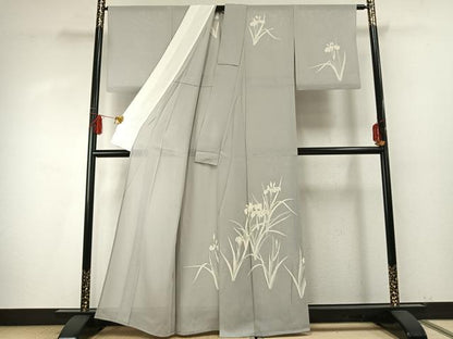 平和屋着物＊夏物 訪問着 絽 草花文 銀糸 正絹 逸品 AABF5799fy