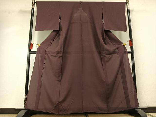 平和屋着物＊夏物 色無地 絽 紫鳶色 正絹 逸品 AABF5805fy