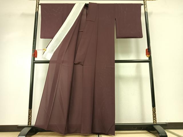 平和屋着物＊夏物 色無地 絽 紫鳶色 正絹 逸品 AABF5805fy