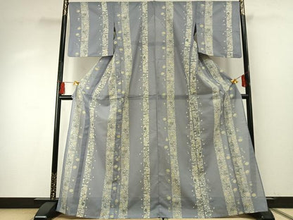 平和屋着物＊夏物 小紋 絽 型染め 花間道 洗える着物 AABF5806fy
