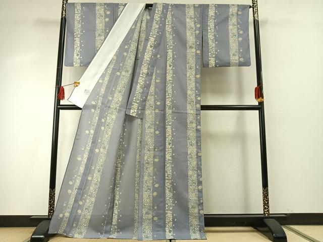 平和屋着物＊夏物 小紋 絽 型染め 花間道 洗える着物 AABF5806fy