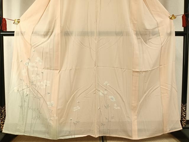 平和屋着物＊夏物 訪問着 絽 草花文 暈し染め 正絹 逸品 AABF5807fy