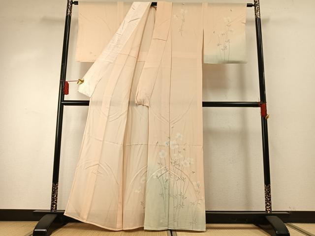 平和屋着物＊夏物 訪問着 絽 草花文 暈し染め 正絹 逸品 AABF5807fy