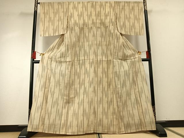 平和屋着物＊夏物 生紬 変わり縞 正絹 逸品 AABF5808fy