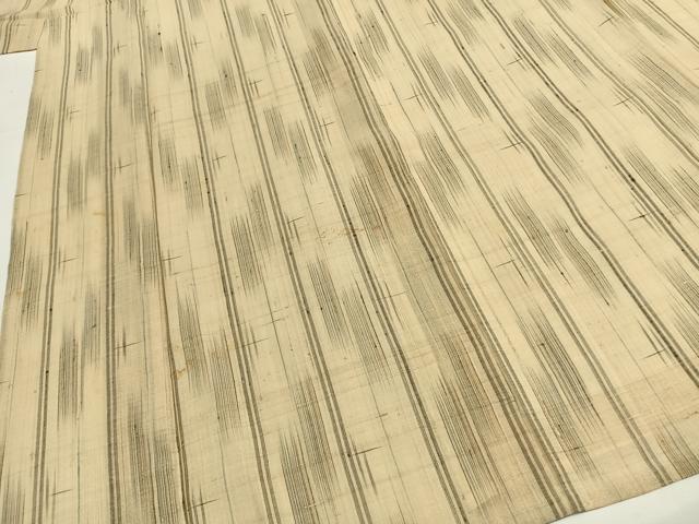 平和屋着物＊夏物 生紬 変わり縞 正絹 逸品 AABF5808fy