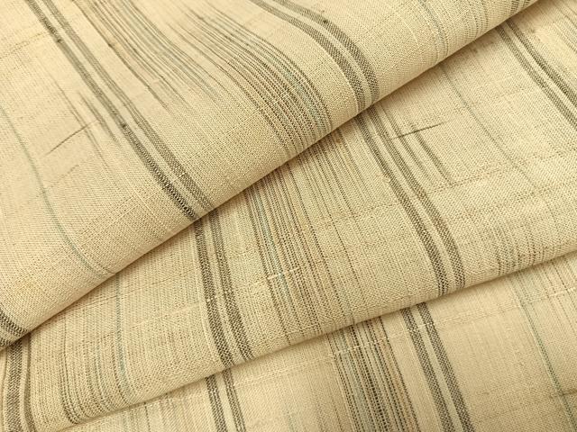 平和屋着物＊夏物 生紬 変わり縞 正絹 逸品 AABF5808fy