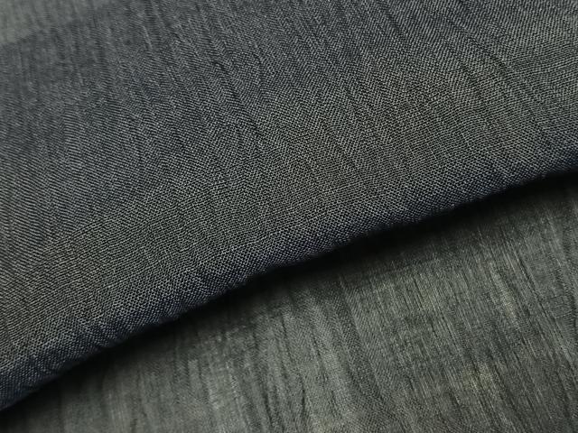 平和屋着物＊夏物 男性 小千谷ちぢみ 青褐色 麻 逸品 AABF5809fy