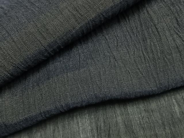 平和屋着物＊夏物 男性 小千谷ちぢみ 青褐色 麻 逸品 AABF5809fy
