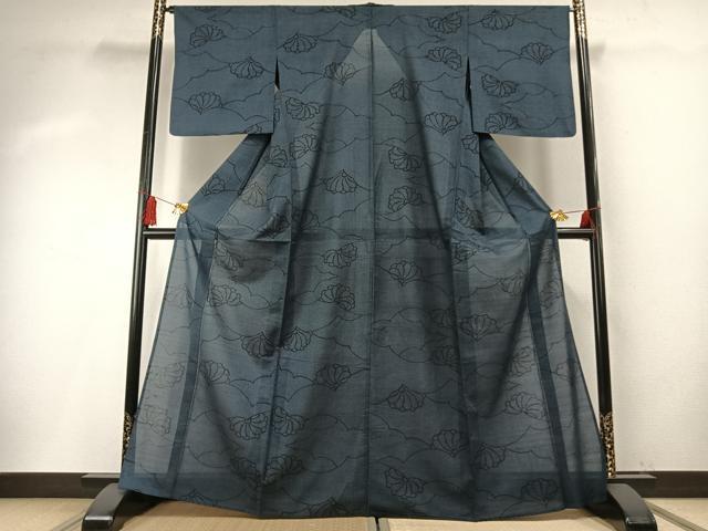 平和屋着物＊夏物 本場大島紬 夏大島 7マルキ 雲取り花文 正絹 逸品 AABF5816fy