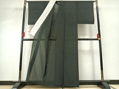 平和屋着物＊夏物 本場大島紬 夏大島 十字絣 黒地 正絹 逸品 AABF5817fy