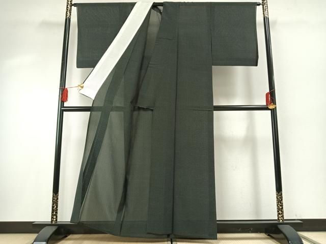 平和屋着物＊夏物 本場大島紬 夏大島 十字絣 黒地 正絹 逸品 AABF5817fy