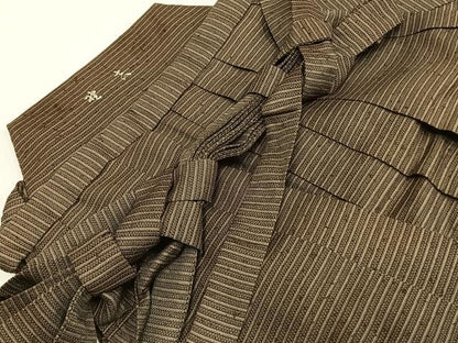 平和屋着物＊夏物 男性 馬乗り袴 絽 縞 正絹 逸品 AABF5818fy