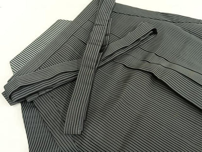 平和屋着物＊夏物 男性 行灯袴 絽 縞 正絹 逸品 AABF5819fy