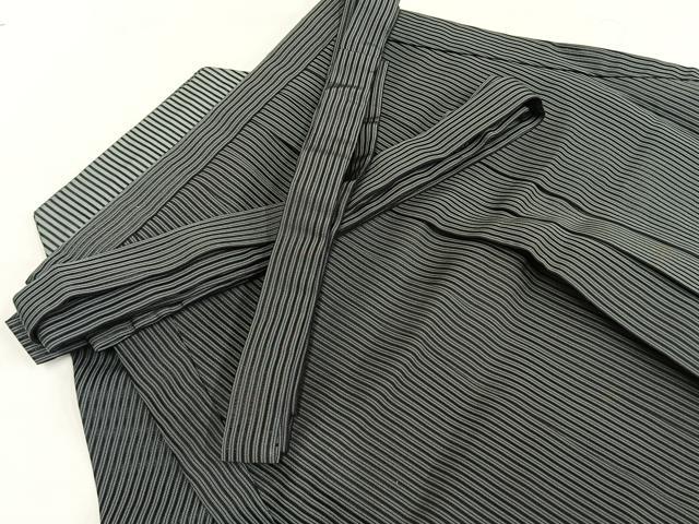平和屋着物＊夏物 男性 行灯袴 絽 縞 正絹 逸品 AABF5819fy