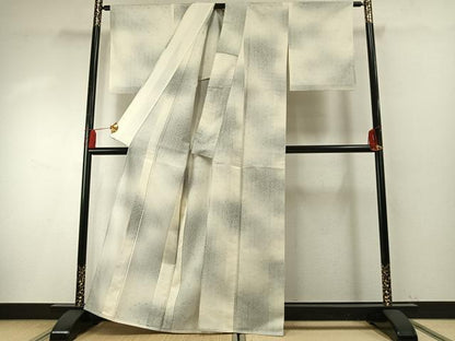 平和屋着物＊夏物 小紋 紗 草葉文 暈し染め 正絹 逸品 AABF5822fy