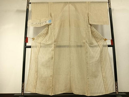 平和屋着物＊夏物 小千谷ちぢみ 縞 杉山織物謹製 証紙付き 麻 逸品 AABF5823fy